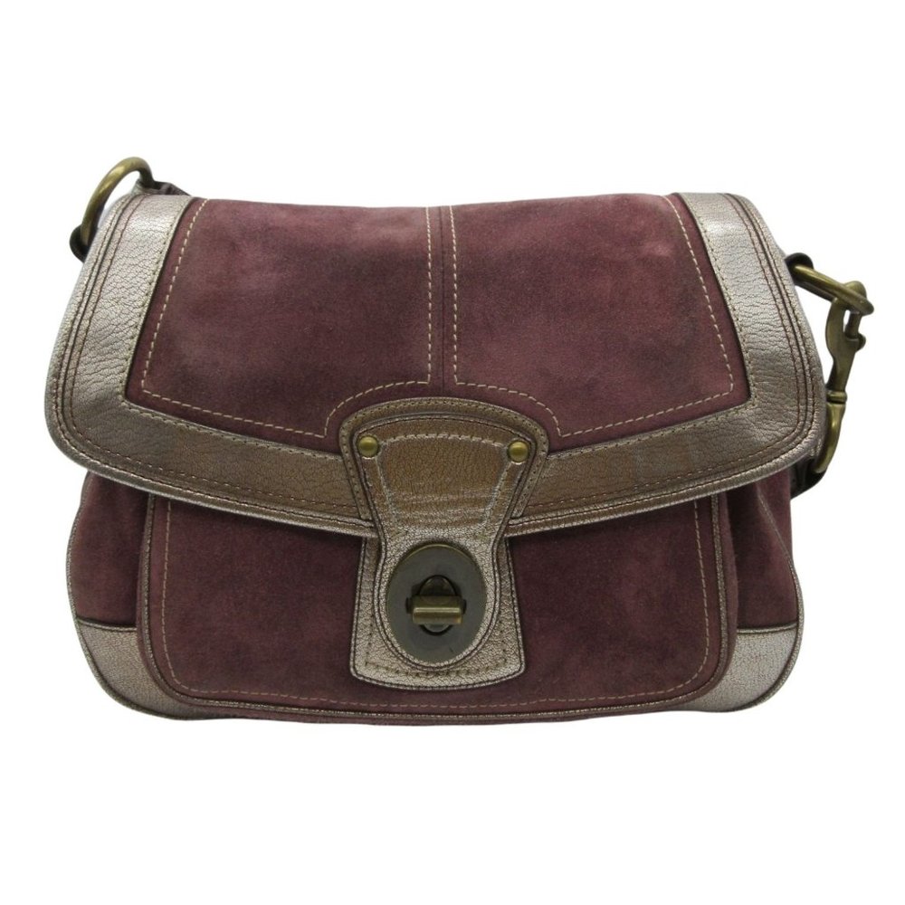 Coach Legacy Ali oxblood suede metallic leather shoulder bag boho bag F063-10351